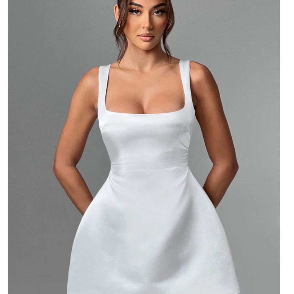 Baby Boo White Square-Neck Mini Dress - Sleek Women's Party Dress